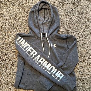 Under Armour Hoodie Zip up Sweatshirt. Gray. Women’s size Small, loose fit.